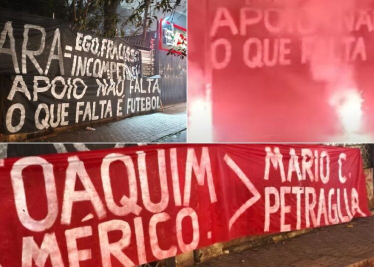 Torcida do Athletico protesta na Baixada, cobra Petraglia e detona: “Elenco de centavos”