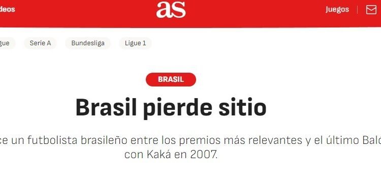 “Brasil perde terreno”: jornal espanhol destaca jejum na Bola de Ouro