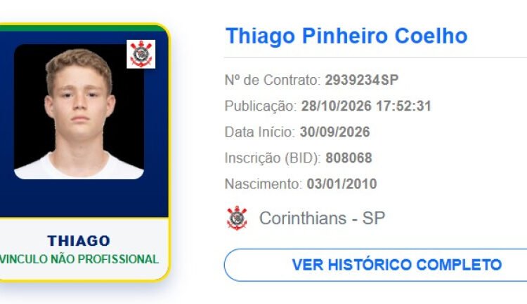 Corinthians renova contrato de artilheiro das categorias de base até 2028